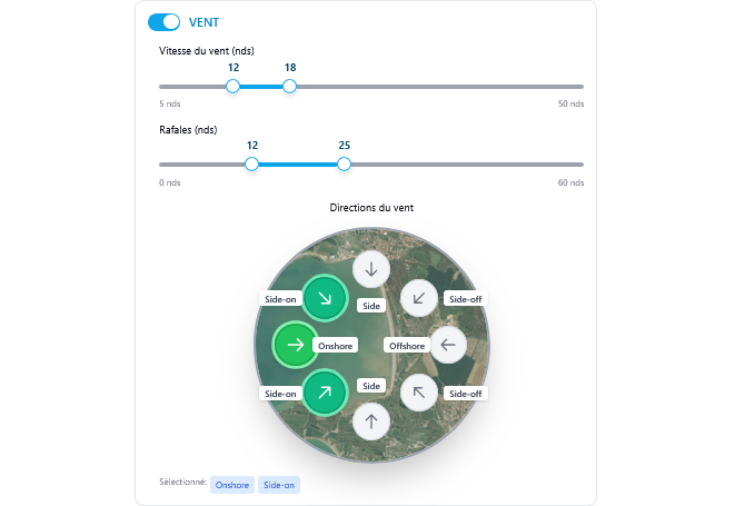 Ajuste précisément ton profil de vent, vagues, marée